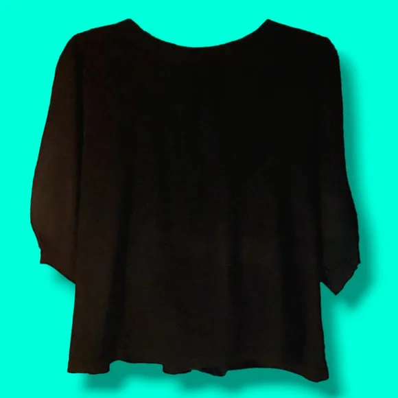 AGB | Women's Black Round-Neck Short Sleeve Cardigan w. Button | Size Medium | - Picture 4 of 5
